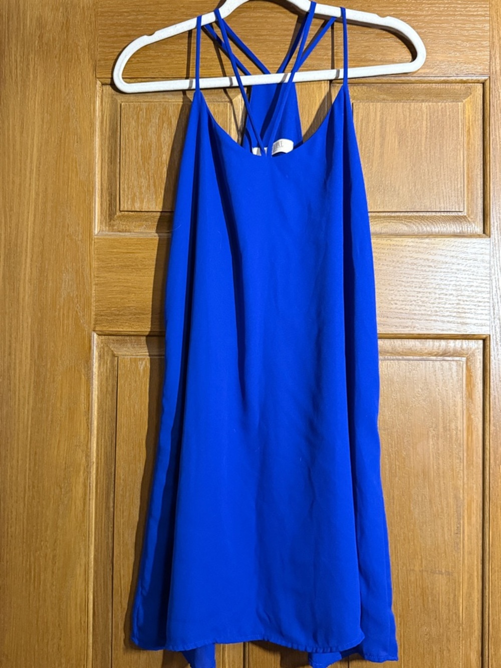 Lucy Love Ask Me Out Electric Blue Slip Dress with Thin Straps